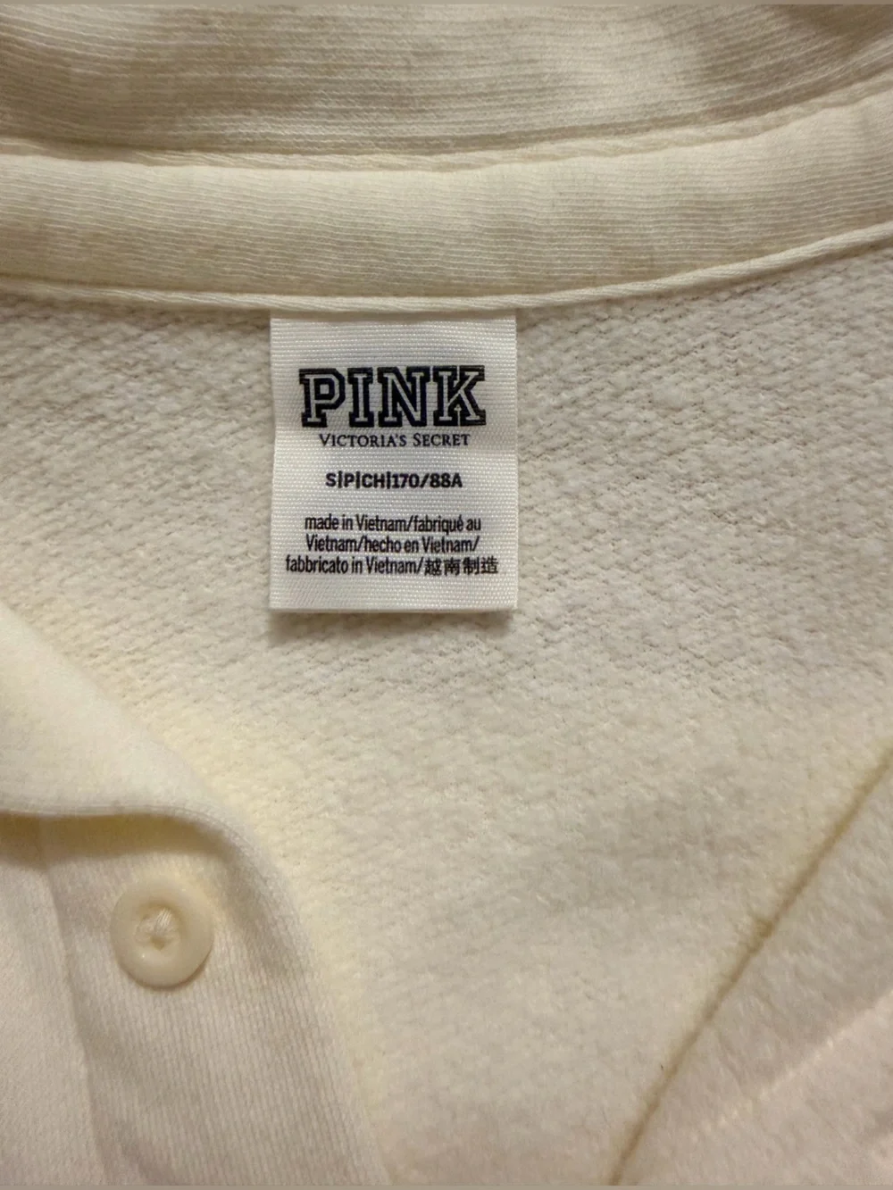 PINK Victoria's Secret Cream Button-Up Long Sleeve Shirt